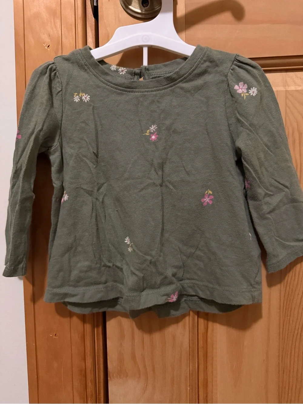Baby Gap Olive Green Floral Baby Set - Long Sleeve Top & Pants